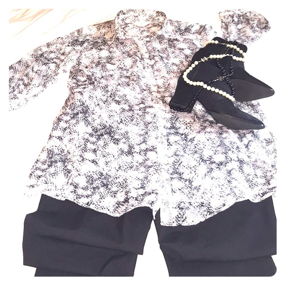 ZOA Tops - $ ⬇️ Zoa Sheer Black & White Animal Print Tunic